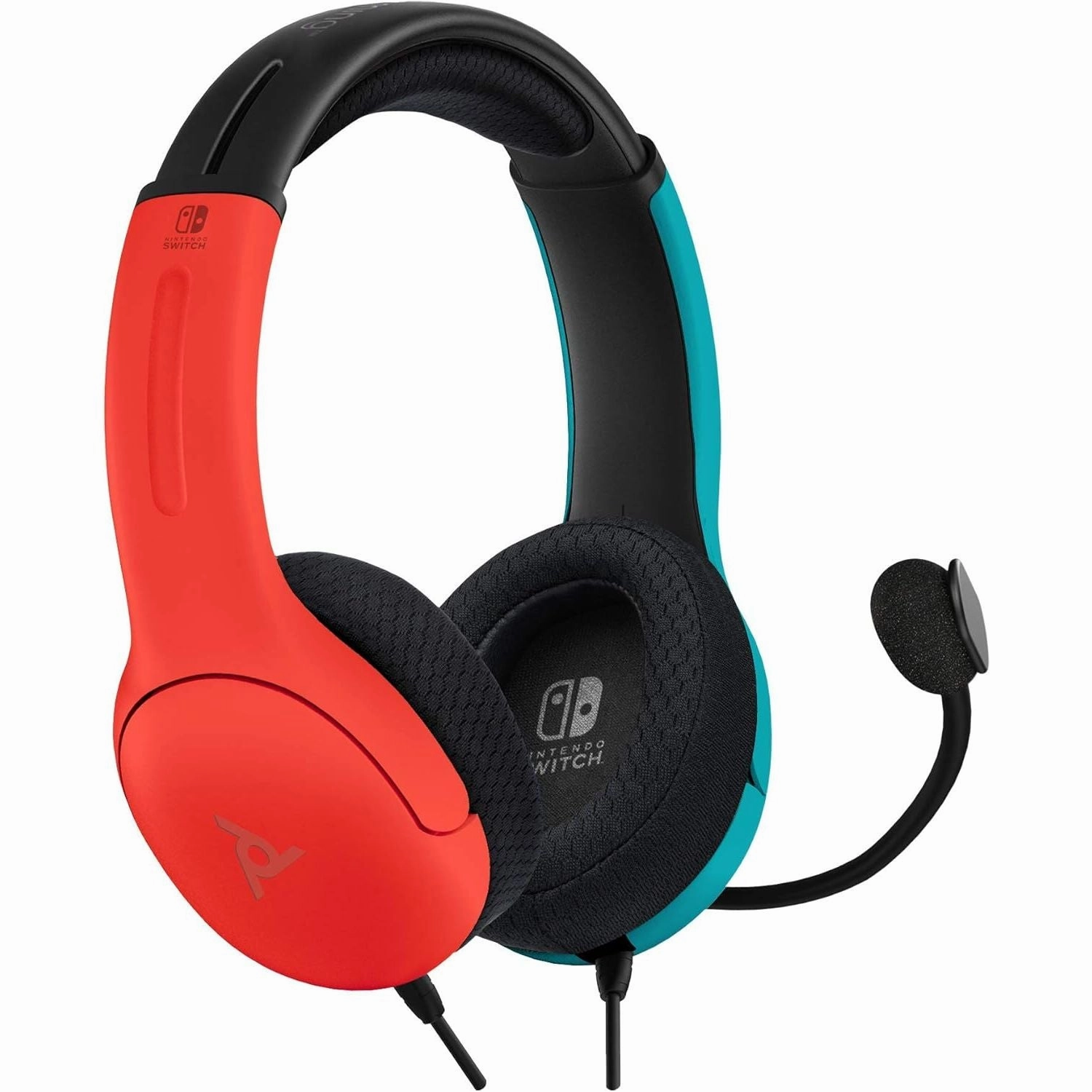 PDP Gaming LVL40 Stereo Headset with Mic for Nintendo Switch - PC, iPad, Mac, Laptop Compatible, Noise Cancelling, Lightweight, On-Ear, 3.5mm Jack - Neon Blue-Red earbuds and headphones, true wireless earbuds, noise cancelling earbuds