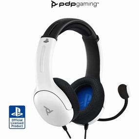 PDP Gaming LVL40 Stereo Headset with Mic for PlayStation, PS4, PS5 - PC, iPad, Mac, Laptop Compatible - Noise Cancelling Microphone, Lightweight, Soft Comfort On Ear Headphones, 3.5 mm Jack - White bluetooth headphones, cheap wireless headphones, headphone