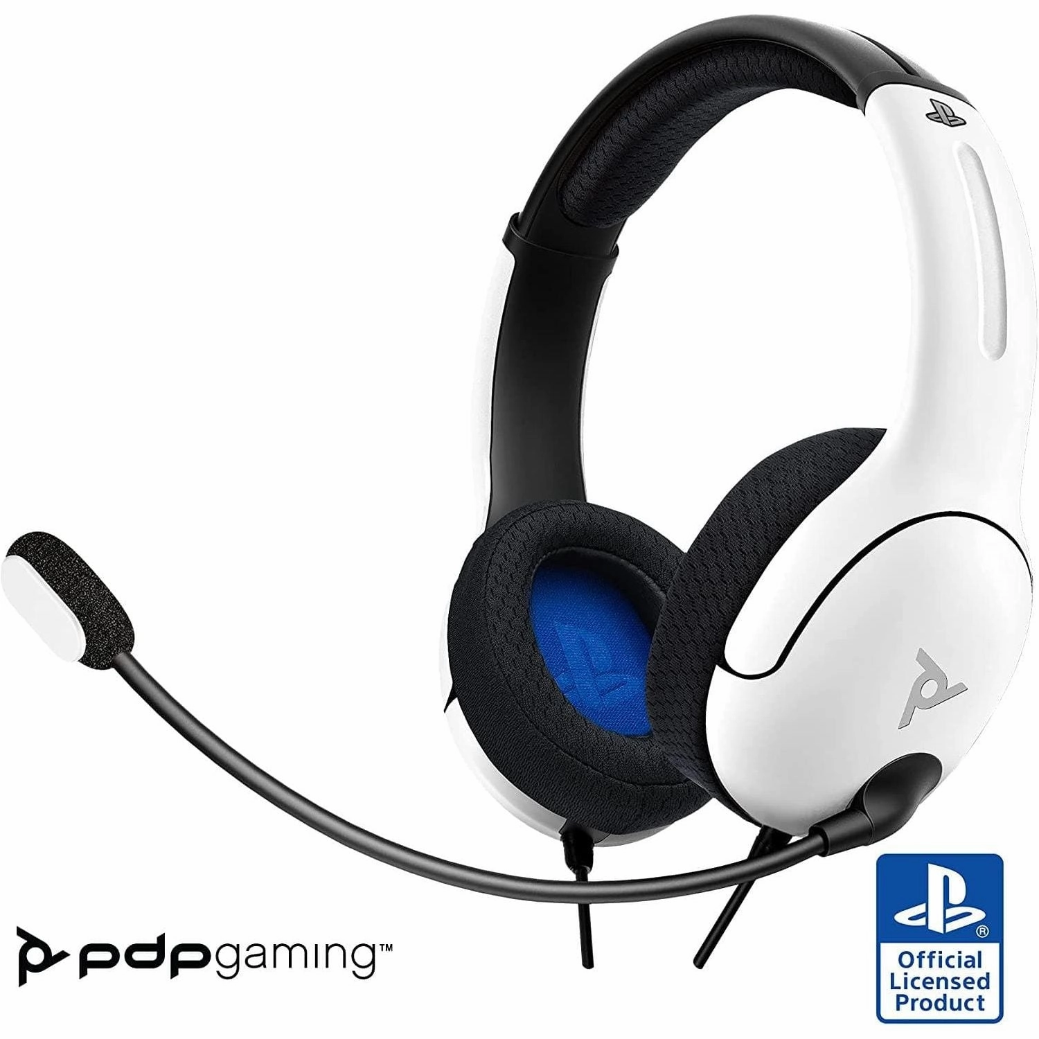 PDP Gaming LVL40 Stereo Headset with Mic for PlayStation, PS4, PS5 - PC, iPad, Mac, Laptop Compatible - Noise Cancelling Microphone, Lightweight, Soft Comfort On Ear Headphones, 3.5 mm Jack - White