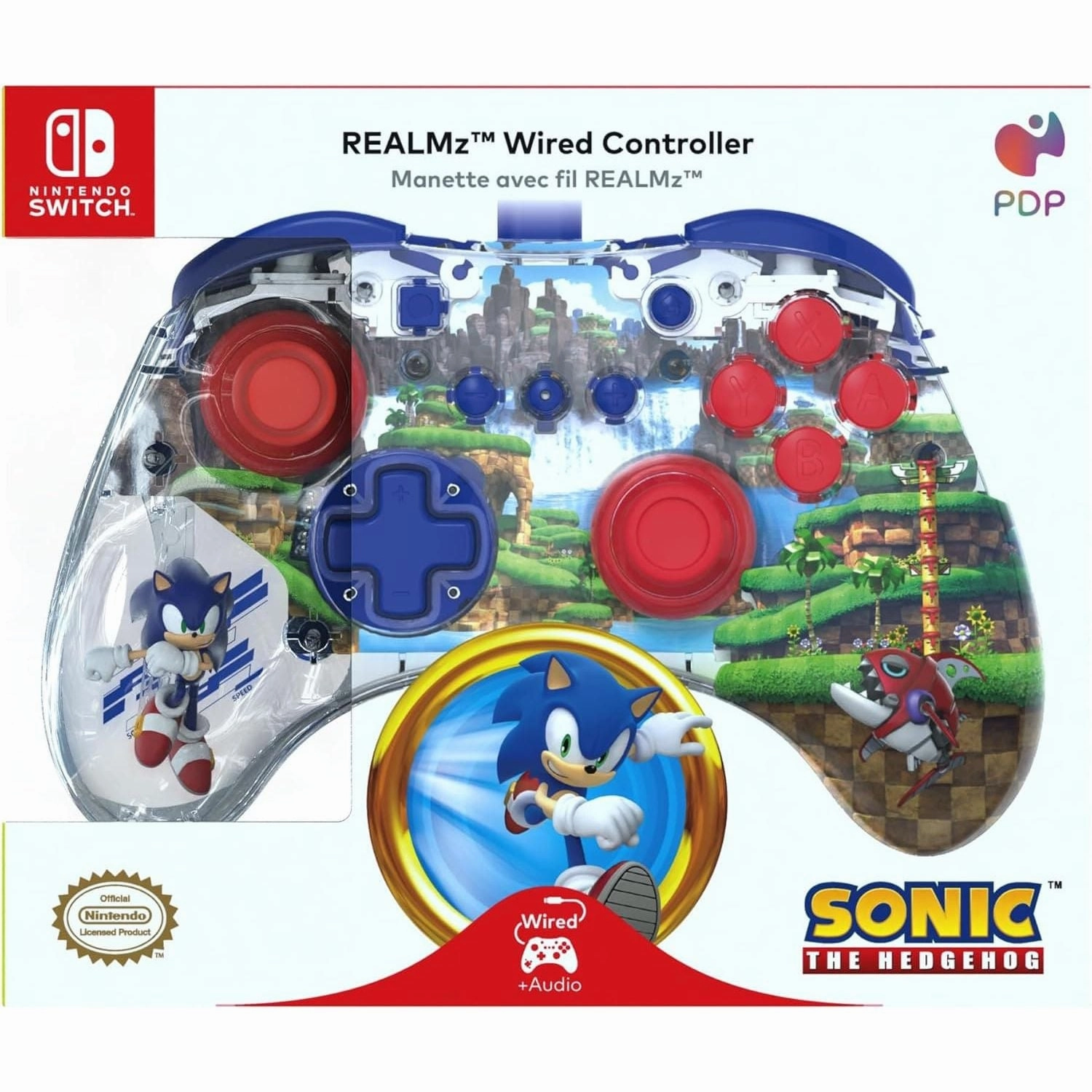 PDP Official Switch REALMz Wired Controller - Sonic Green
