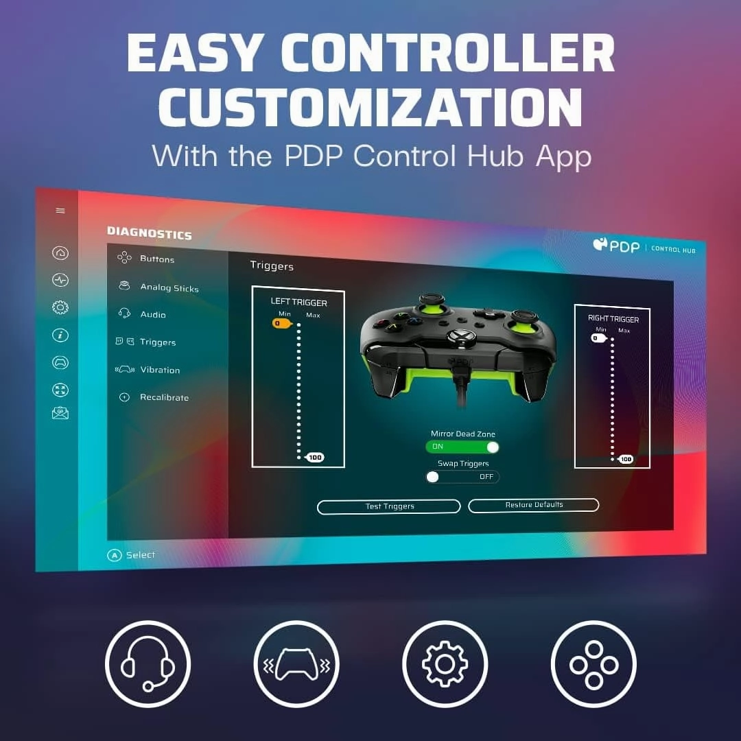 PDP Wired Controller Electric Black for Xbox Series X|S, Gamepad, Wired Video Game Controller, Gaming Controller, Xbox One, Officially Licensed - Xbox Series X
