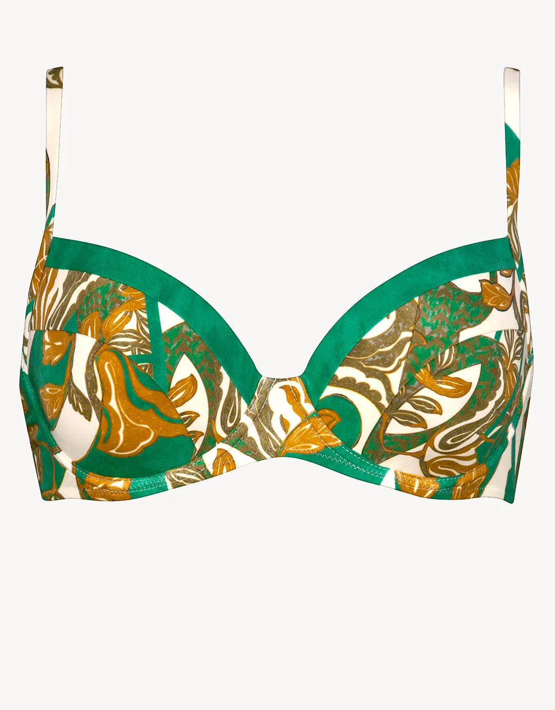 Perceptions Underwired Bikini Top - Cream and Green