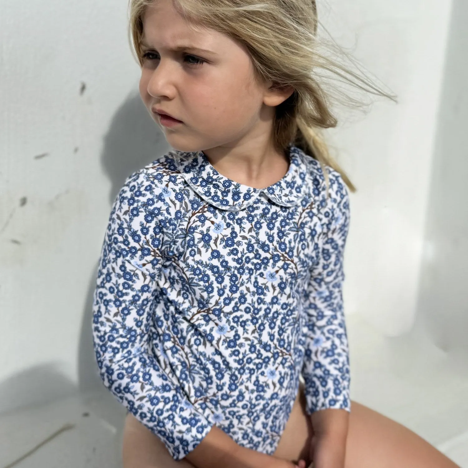 Petit Crabe Empress B Peeter Pan Collar Swimsuit L/S - Made With Liberty Fabric