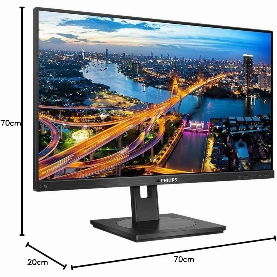 Philips 242B1 24" FHD Monitor C IPS, 75Hz, 4ms, AdaptiveSync, Height Adjustable, Built-in Speakers, USB Hub C HDMI/VGA/DP/USB-C