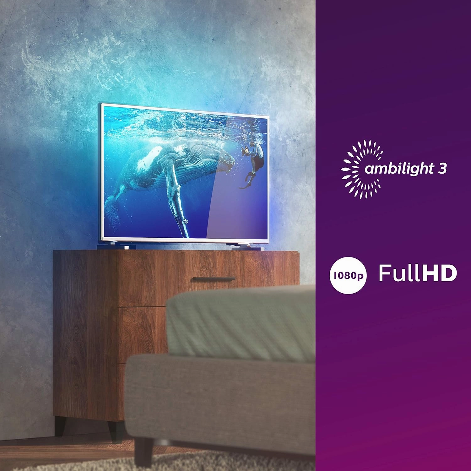 PHILIPS 32PFS6905 32-Inch Full HD LED Smart TV, Ambilight, Saphi OS, Gaming Screen, Silver Frame