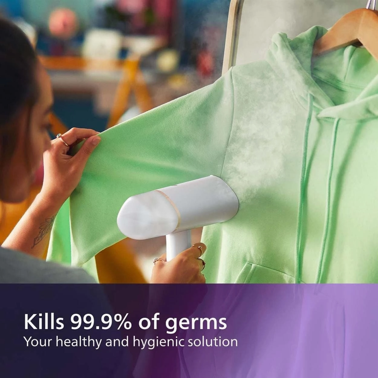 Philips Handheld Steamer 3000 Series, Compact and Foldable, Ready to Use in 30 Seconds, No Ironing Board Needed, 1000W, up to 20g/min, STH3020/16, White