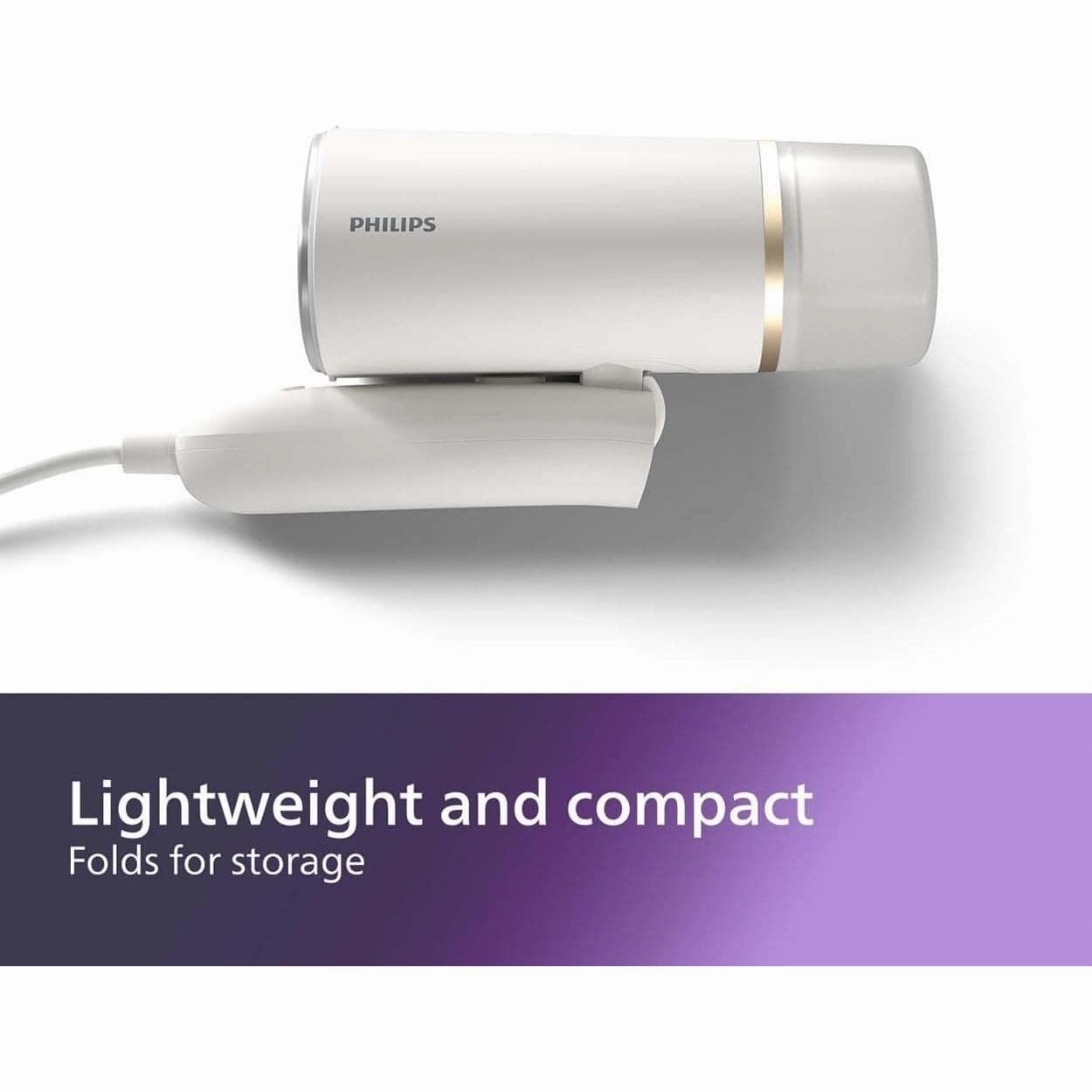 Philips Handheld Steamer 3000 Series, Compact and Foldable, Ready to Use in 30 Seconds, No Ironing Board Needed, 1000W, up to 20g/min, STH3020/16, White