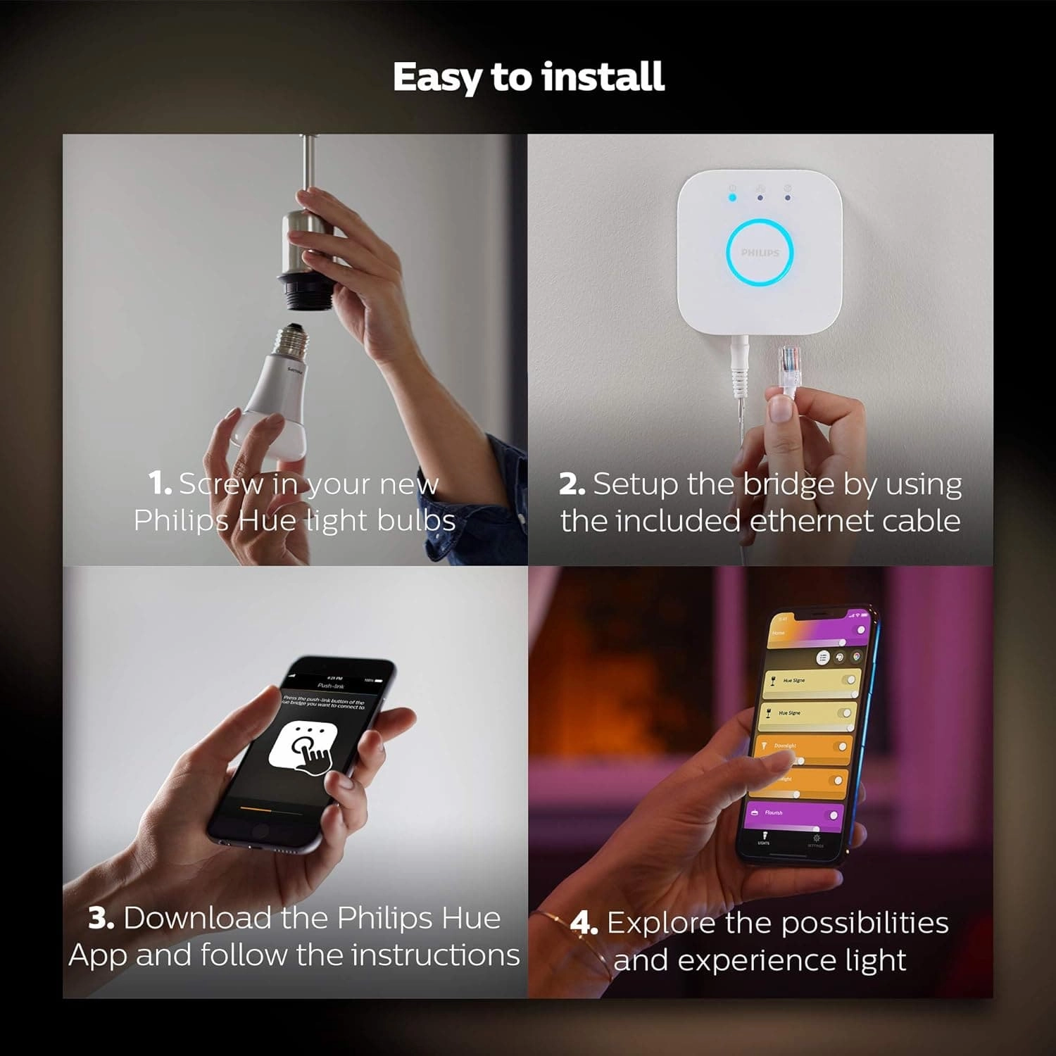Philips Hue 28.5W White Synthetics Smart LED Bulb