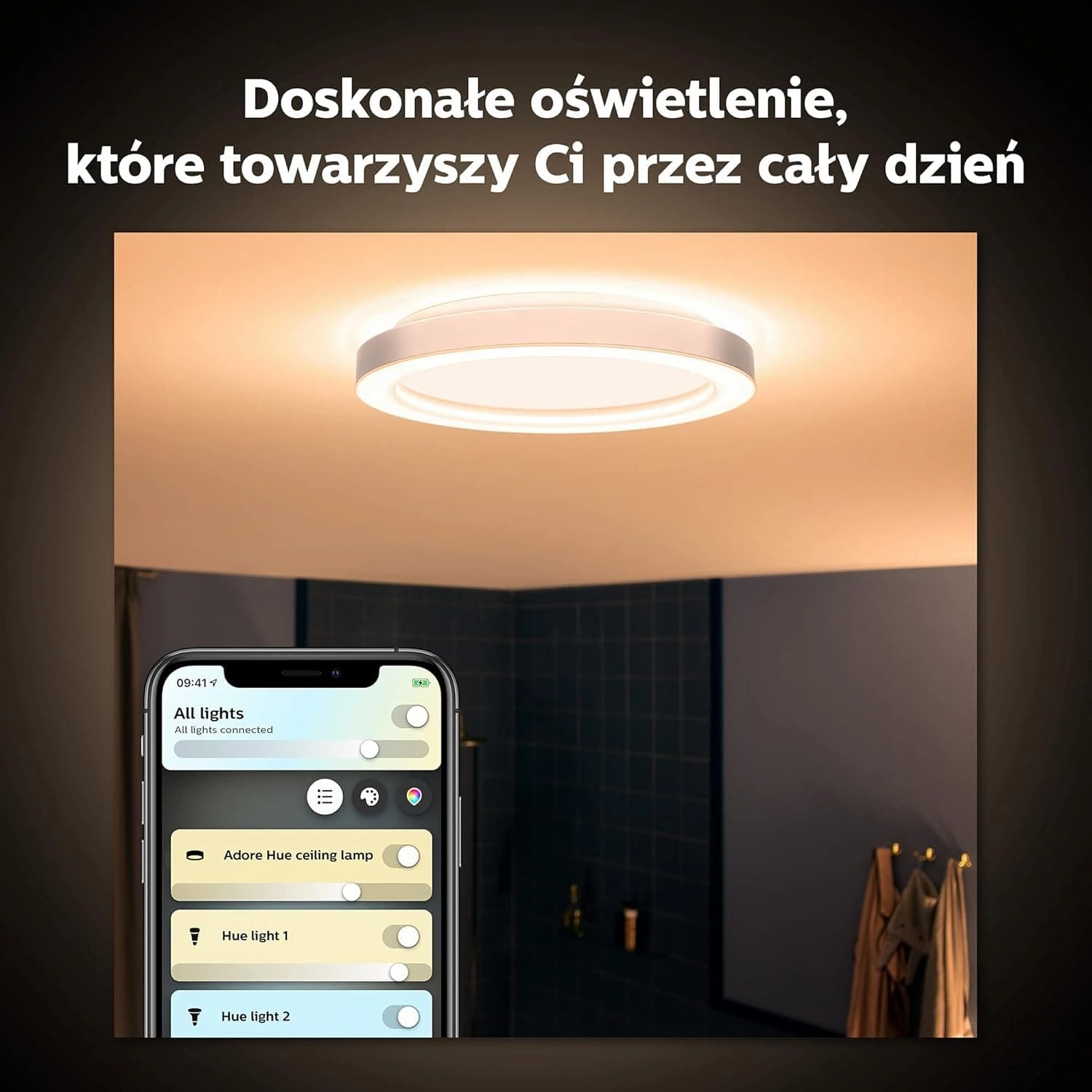 Philips Hue Adore White Ambiance Smart Bathroom Ceiling Light with Bluetooth, Works with Alexa, Google Assistant and Apple Homekit