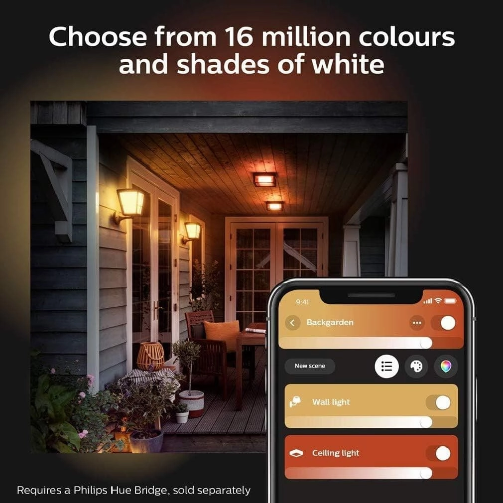 Philips Hue Econic White and Colour Ambiance LED Smart Garden Wall Light [Down Lantern], Works with Alexa, Google Assistant and Apple Homekit