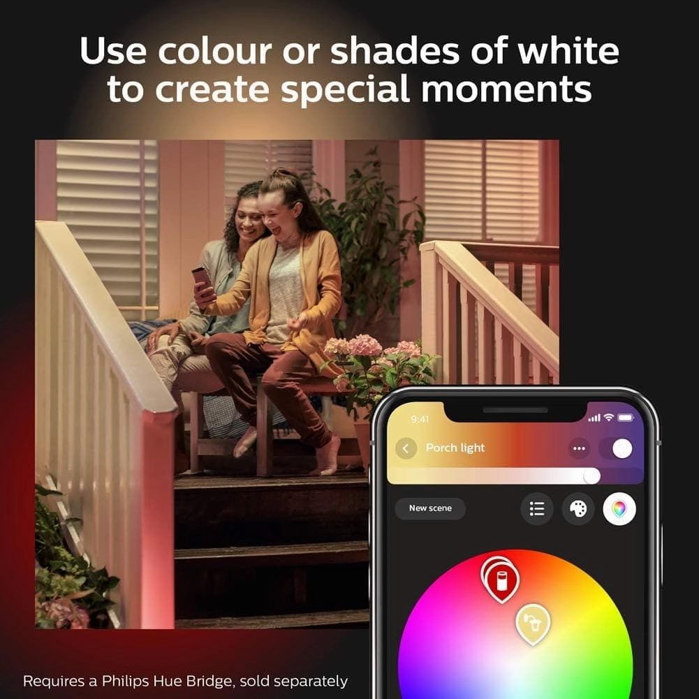 Philips Hue Econic White and Colour Ambiance LED Smart Garden Wall Light [Down Lantern], Works with Alexa, Google Assistant and Apple Homekit