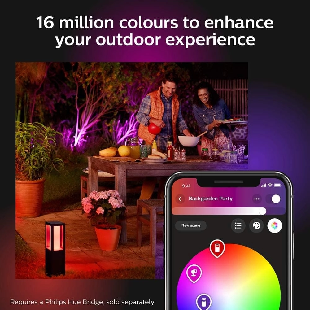 Philips Hue Econic White and Colour Ambiance LED Smart Garden Wall Light [Down Lantern], Works with Alexa, Google Assistant and Apple Homekit