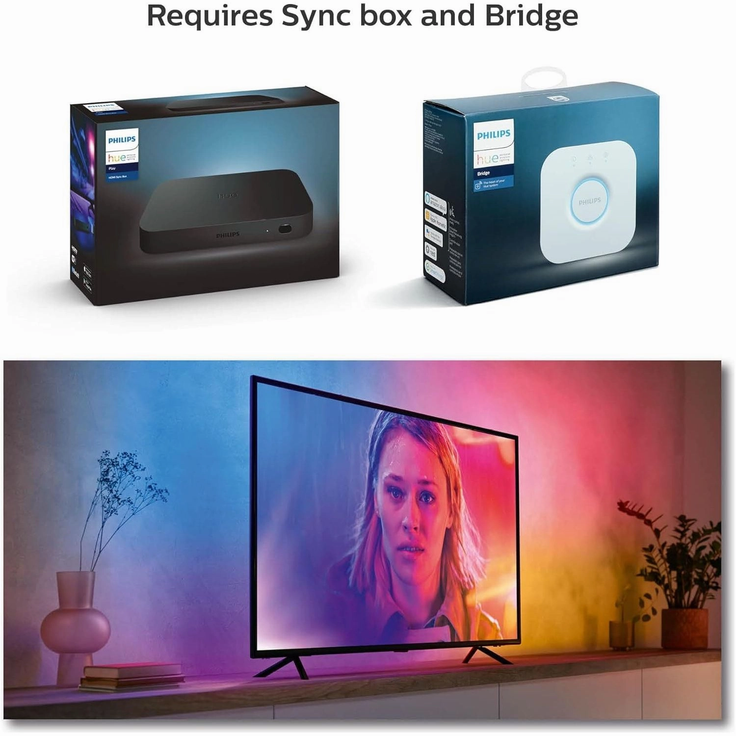 Philips Hue Gradient Lightstrip for 65 Inch TV, Sync with Media and Gaming, Smart Entertainment LED Lighting with Voice Control, Compatible with Alexa, Google Assistant and Apple HomeKit
