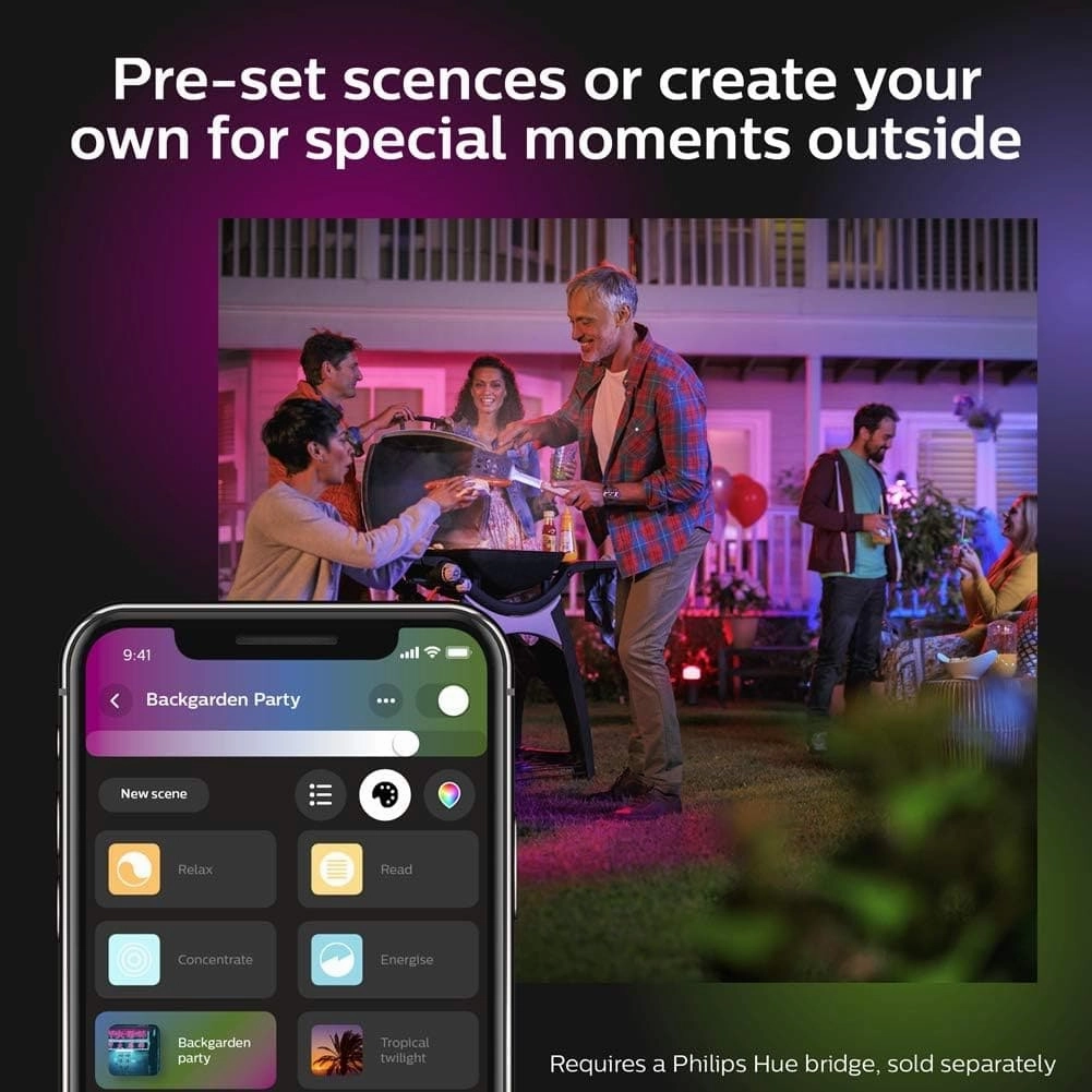 Philips Hue Impress White and Colour Ambiance LED Smart Garden Wall Light [Slim], Works with Alexa, Google Assistant and Apple Homekit