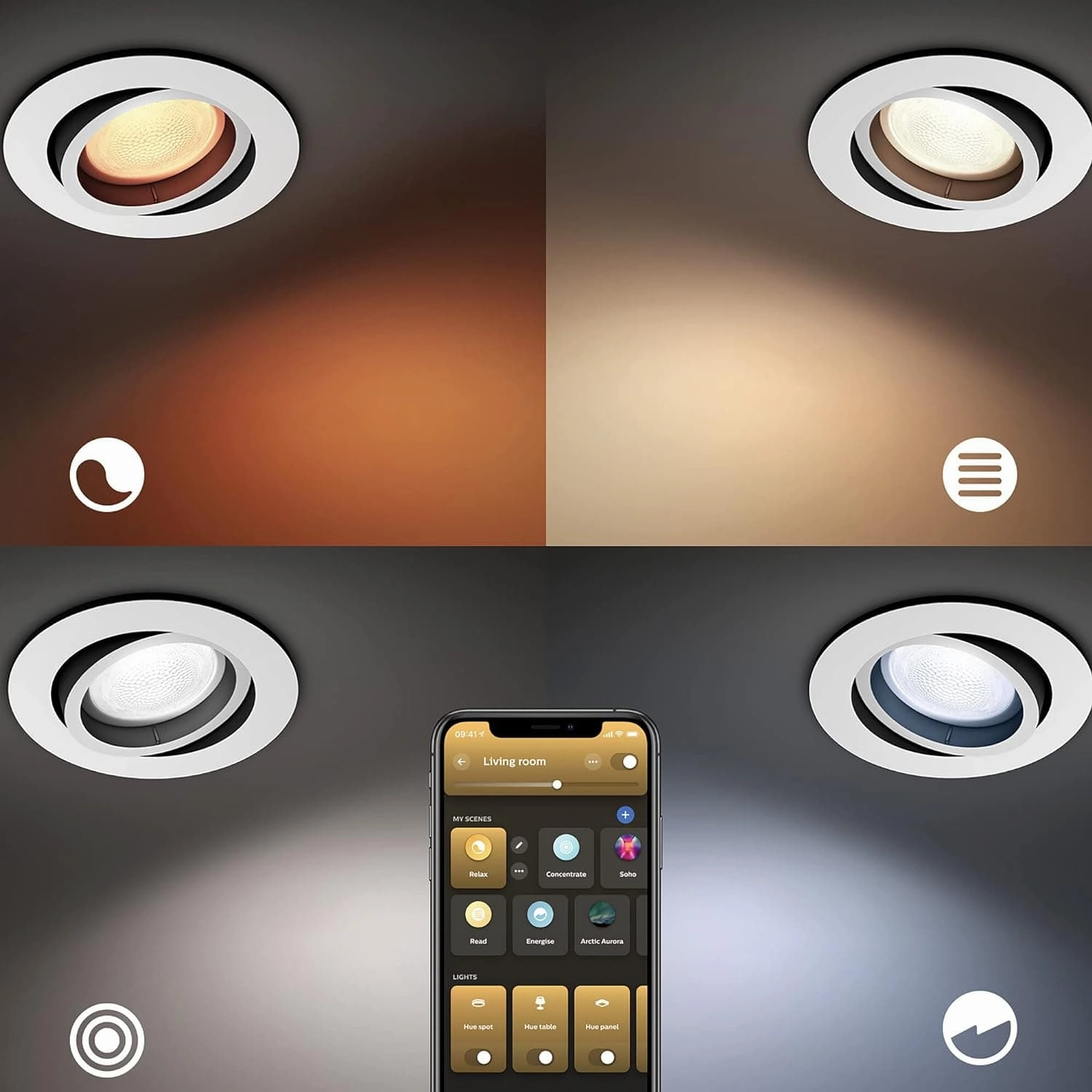 Philips Hue New Centura White and Colour Ambiance Smart Ceiling Light Spot 3 Pack [Round - White] with Bluetooth, Works with Alexa, Google Assistant and Apple Homekit