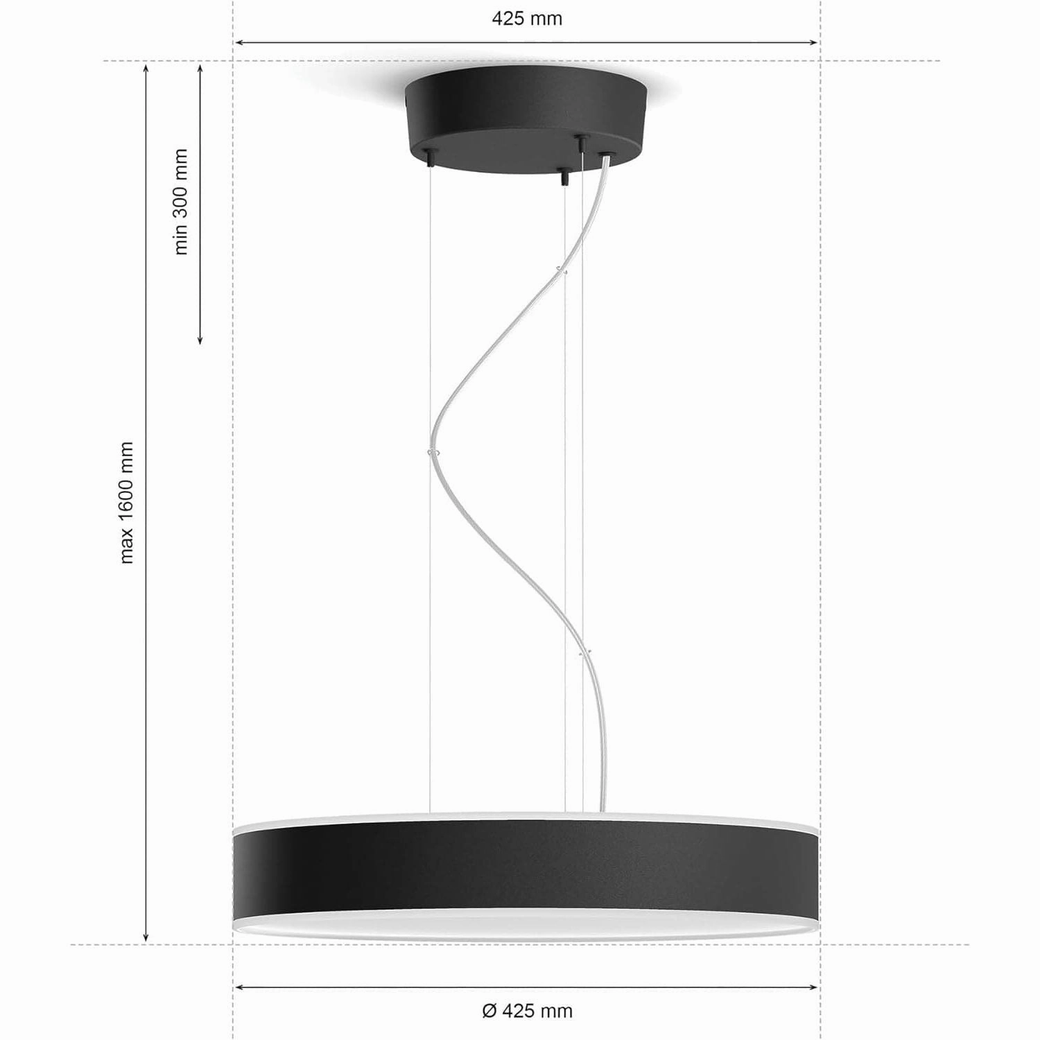 Philips Hue NEW Enrave White and Colour Ambiance Ceiling Pendant Smart Light [Black] Suitable for Kitchen and Dining, with Bluetooth, Works with Alexa, Google Assistant and Apple Homekit