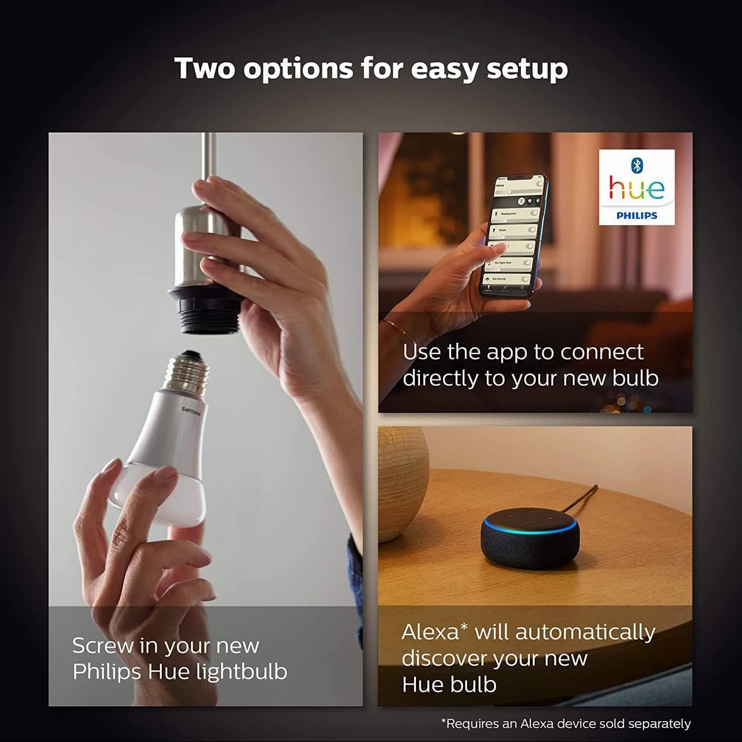 Philips Hue NEW White Smart Light Bulb 60W - 806 Lumen 2 Pack [E27 Edison Screw] With Bluetooth. Works with Alexa, Google Assistant, Apple Homekit