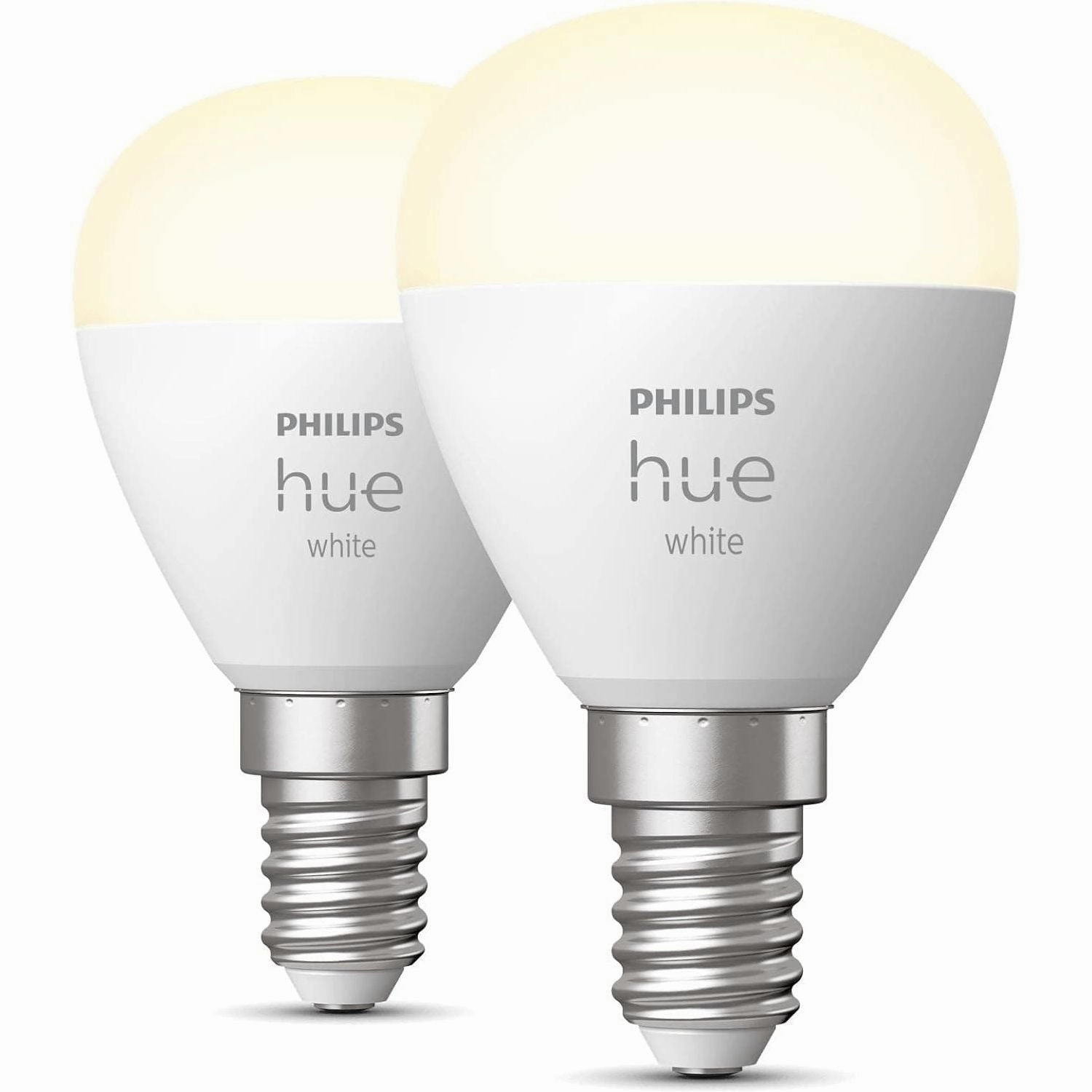 Philips Hue NEW White Smart Light Bulb Lustre 2 Pack [E14 Small Edison Screw] With Bluetooth. Works with Alexa, Google Assistant and Apple Homekit