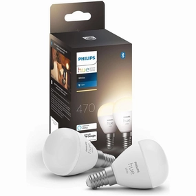 Philips Hue NEW White Smart Light Bulb Lustre 2 Pack [E14 Small Edison Screw] With Bluetooth. Works with Alexa, Google Assistant and Apple Homekit xbox console, buy xbox series x, xbox accessories online