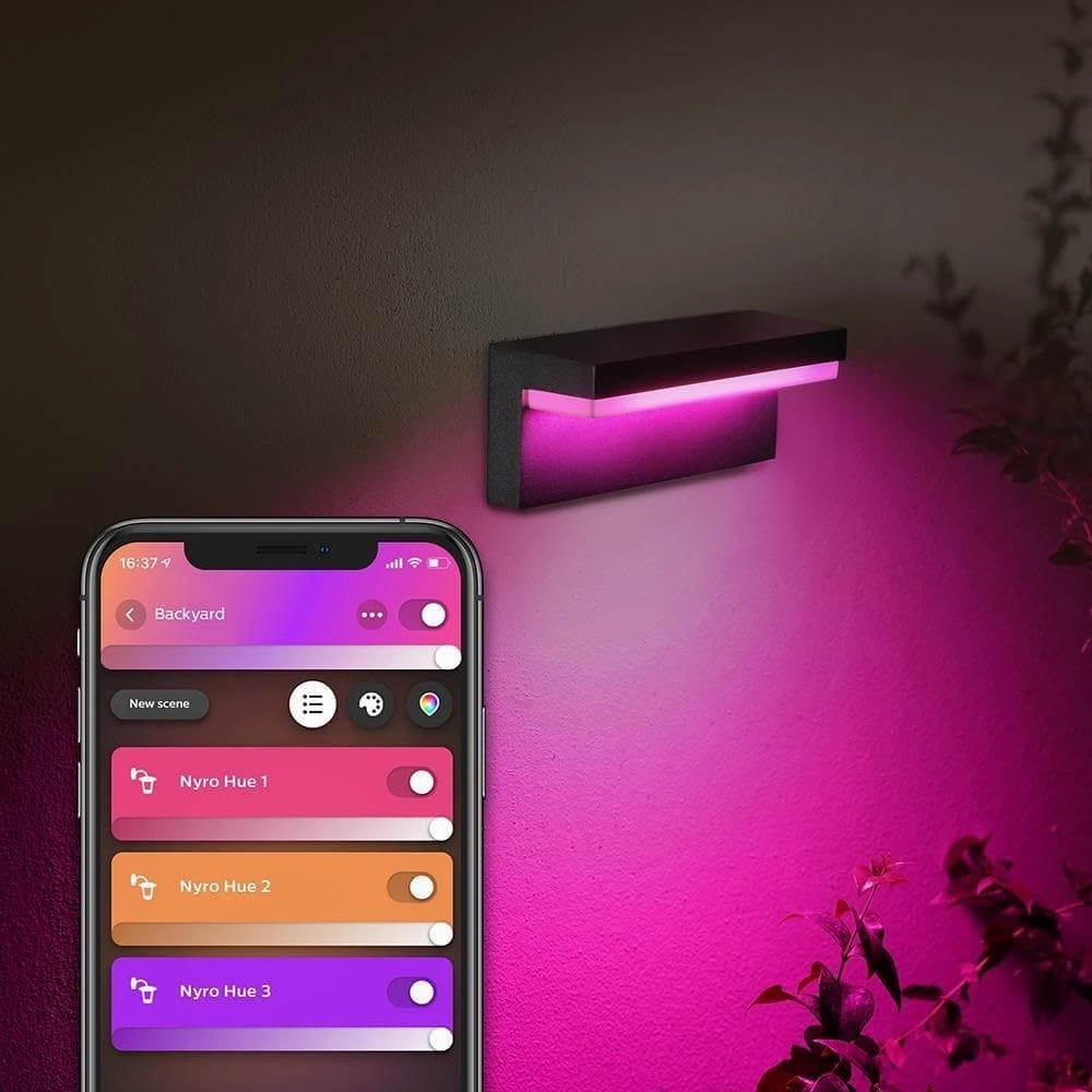 Philips Hue Nyro White and Colour Ambiance LED Smart Outdoor Wall Light for Garden, Patio. [Black] Compatible with Alexa, Google Assistant and Apple HomeKit