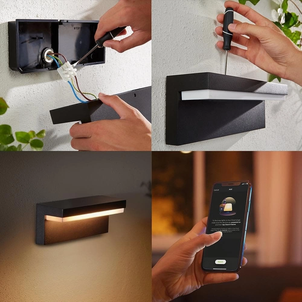 Philips Hue Nyro White and Colour Ambiance LED Smart Outdoor Wall Light for Garden, Patio. [Black] Compatible with Alexa, Google Assistant and Apple HomeKit