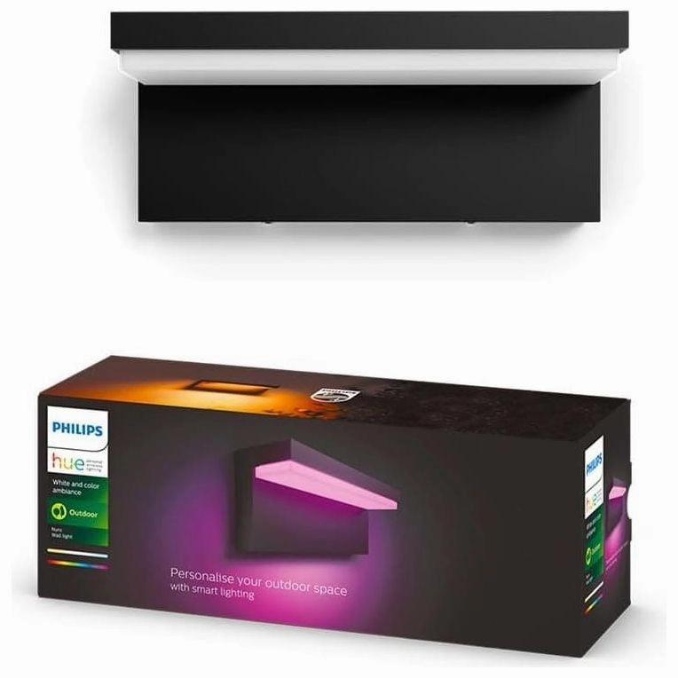 Philips Hue Nyro White and Colour Ambiance LED Smart Outdoor Wall Light for Garden, Patio. [Black] Compatible with Alexa, Google Assistant and Apple HomeKit