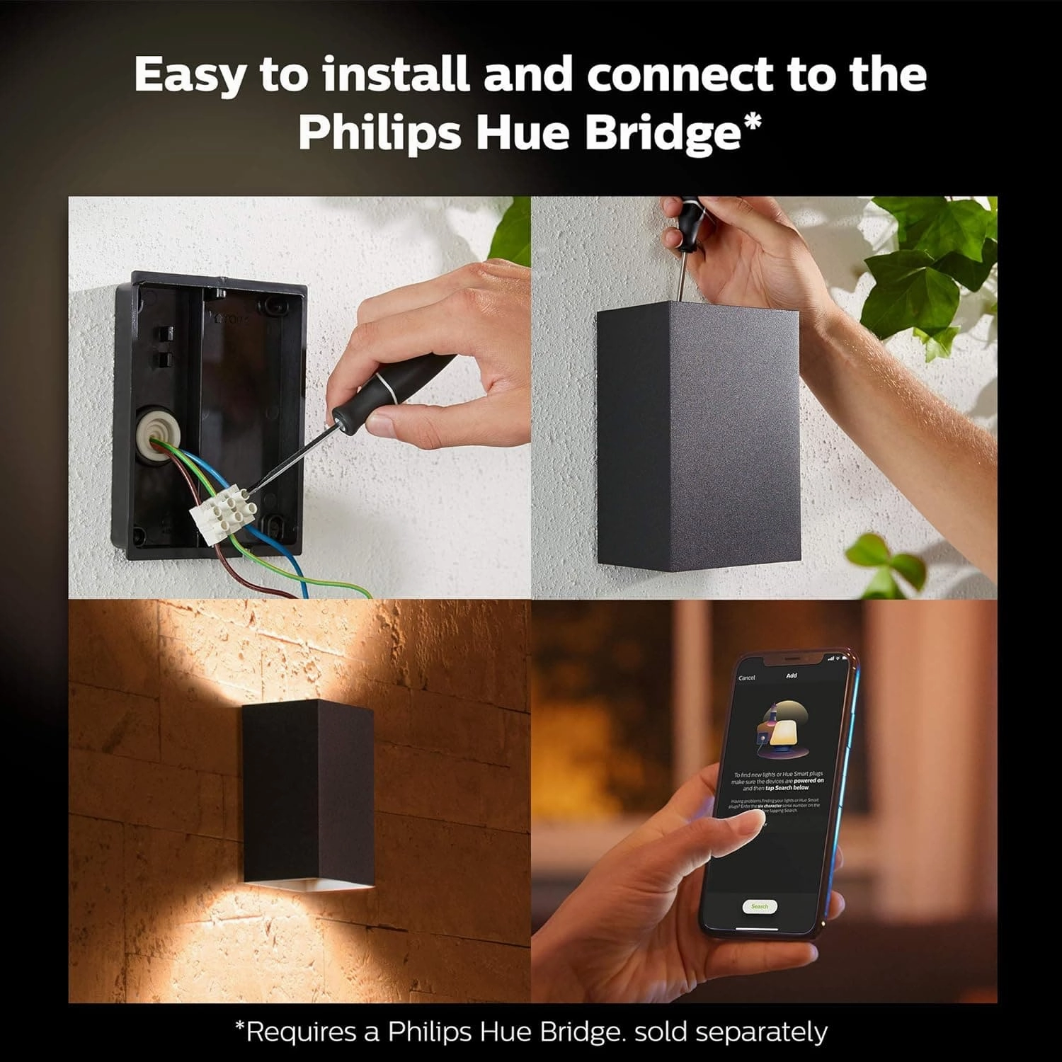 Philips Hue Resonate Smart Outdoor Wall Light  White & Colour Ambiance  Black