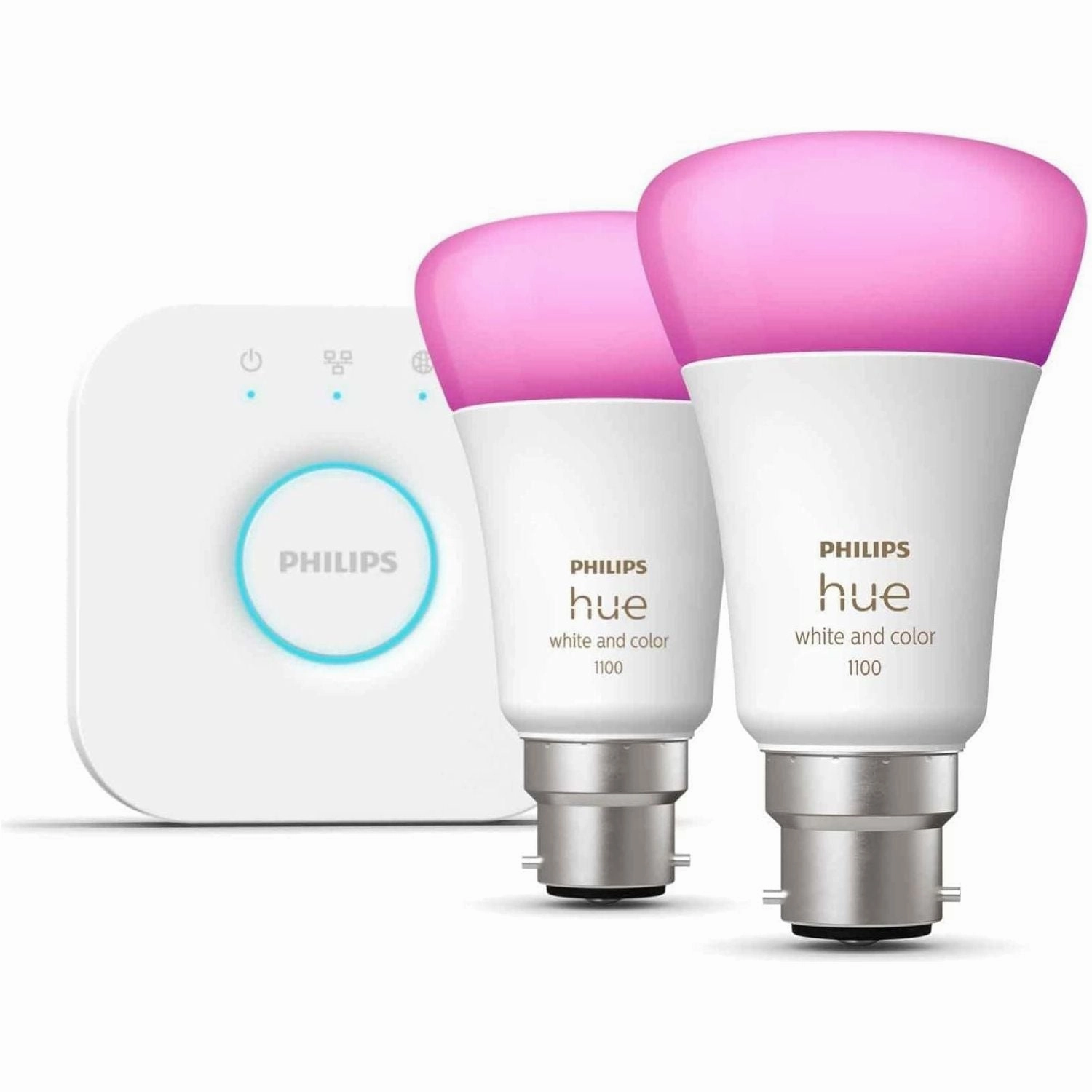 Philips Hue Smart LED Colour B22 Bulbs & Bridge Starter Kit