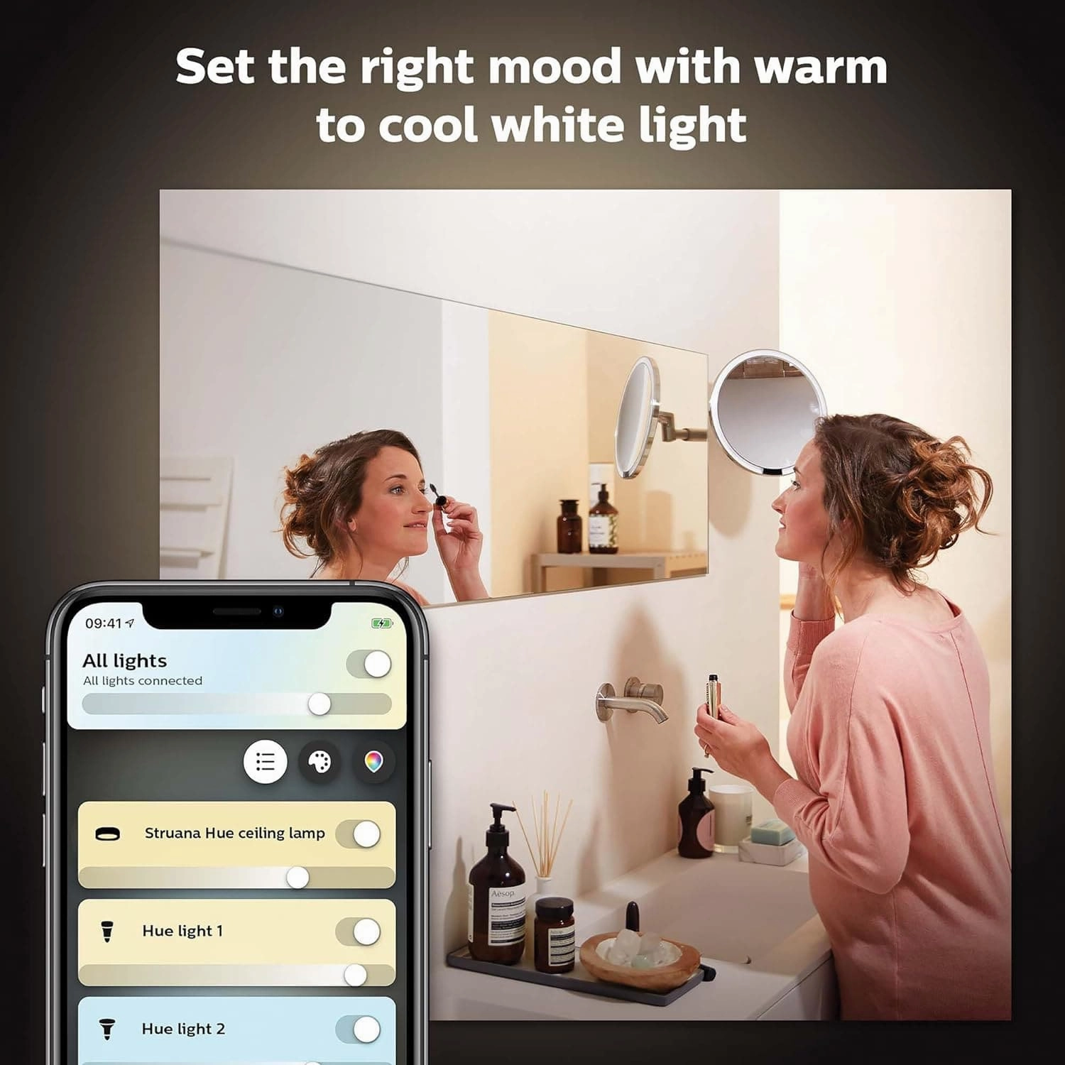 Philips Hue Struana White Ambiance Smart Led Bathroom Ceiling Light [White] Including Dimmer Switch with Bluetooth, Works with Alexa, Google Assistant and Apple Homekit