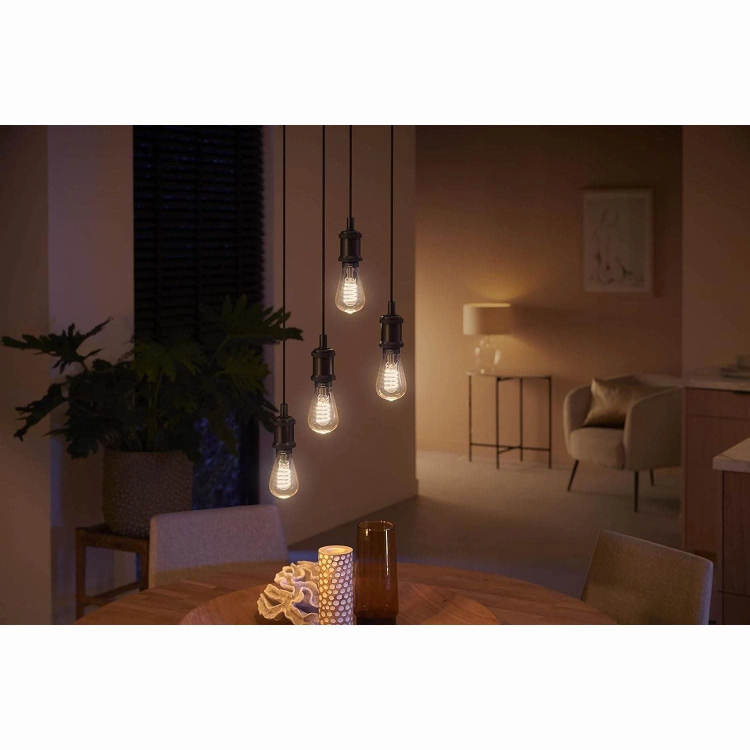 Philips Hue White Ambiance Filament ST64 Smart Light Bulb [E27 Edison Screw] With Bluetooth. Works with Alexa, Google Assistant and Apple Homekit