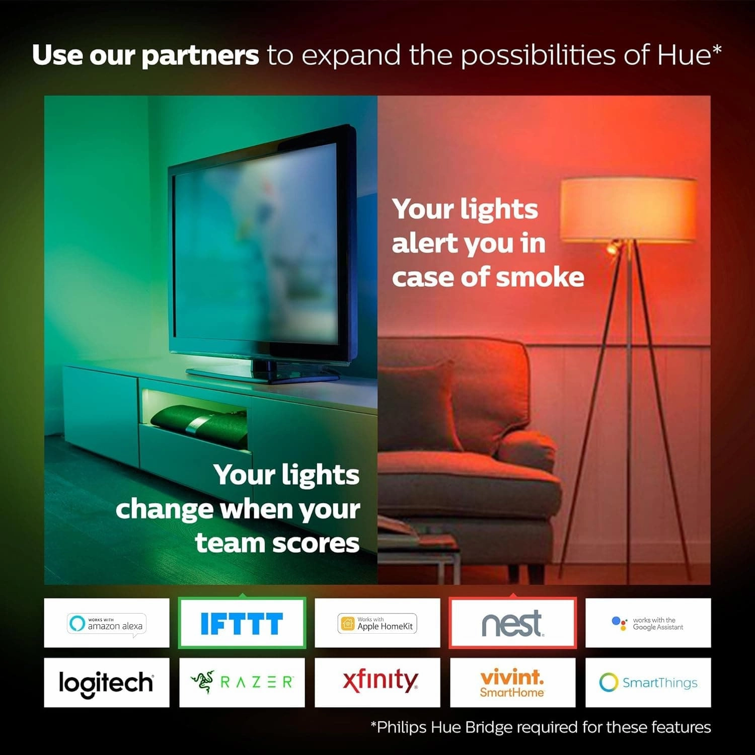 Philips Hue White and Colour Ambiance Wireless Lighting LED Starter Kit with 2 E27 Bulbs