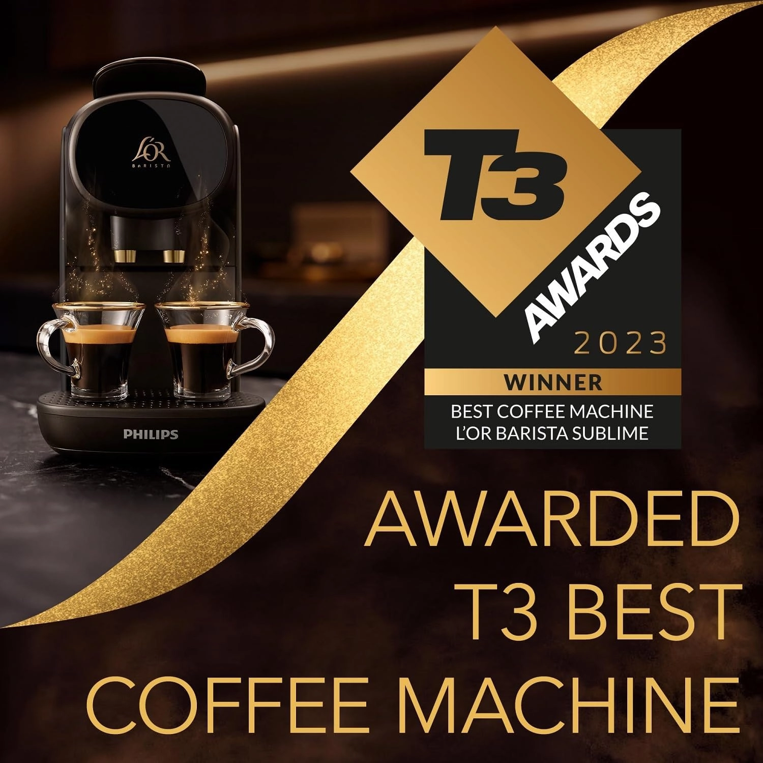 Philips L'OR Barista Sublime Capsule Coffee Machine - Double Shot, 1 or 2 Cups, Full Coffee Menu, Black (LM9012/60)