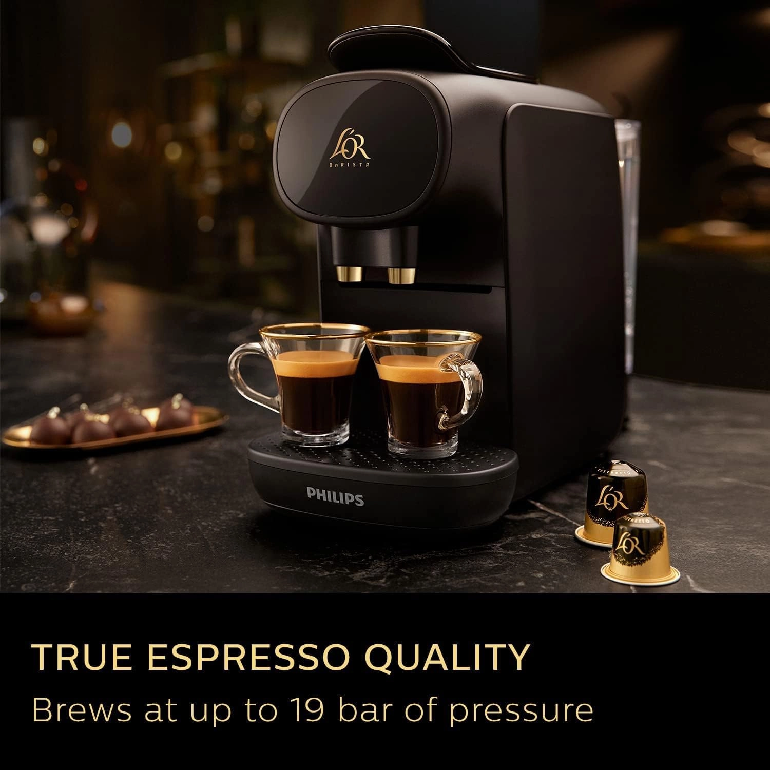 Philips L'OR Barista Sublime Capsule Coffee Machine - Double Shot, 1 or 2 Cups, Full Coffee Menu, Black (LM9012/60)