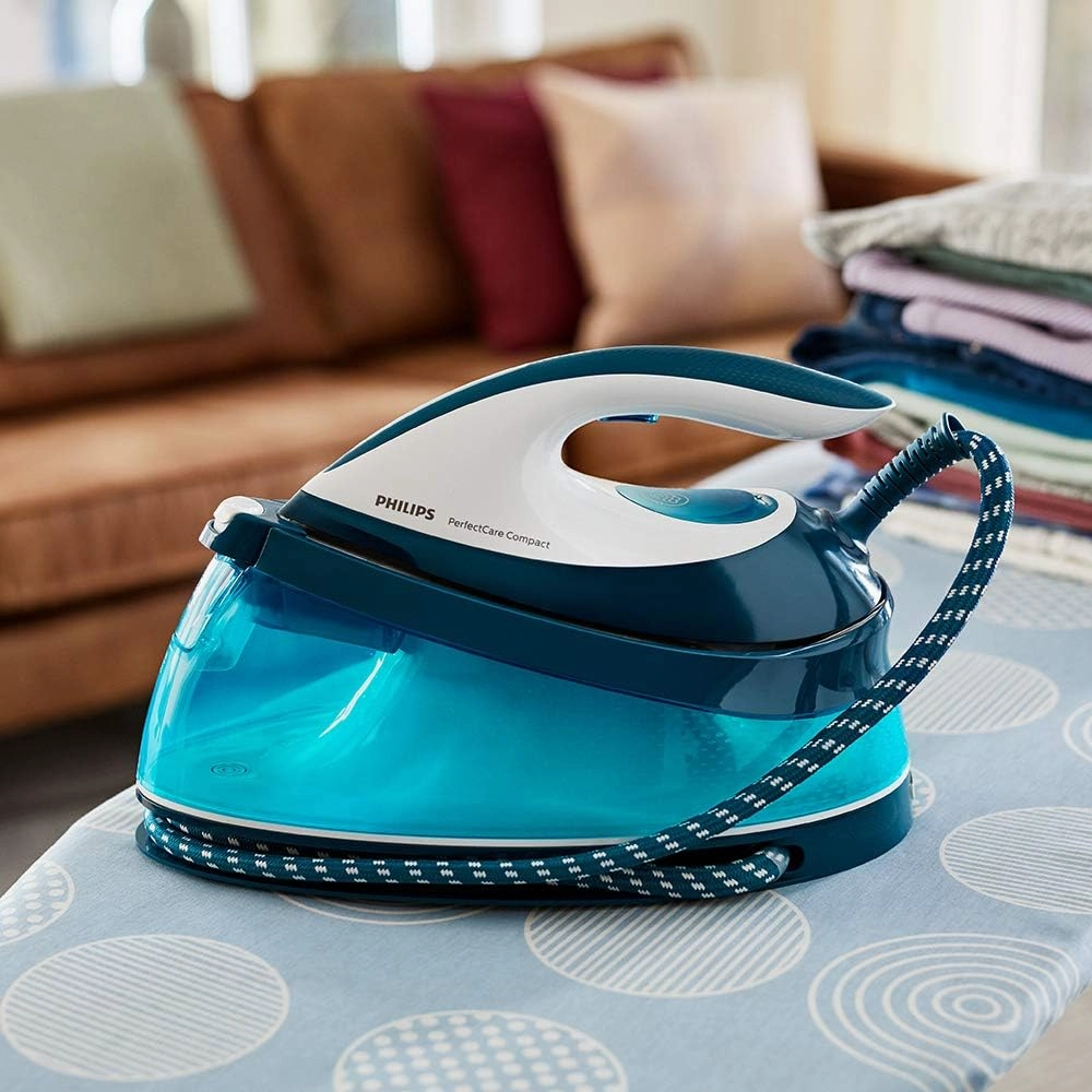 Philips PerfectCare Compact Steam Generator Iron, 1.5L Water Tank, ECO Mode, No Burns with OptimalTEMP, SteamGlide Soleplate (GC7840/26)