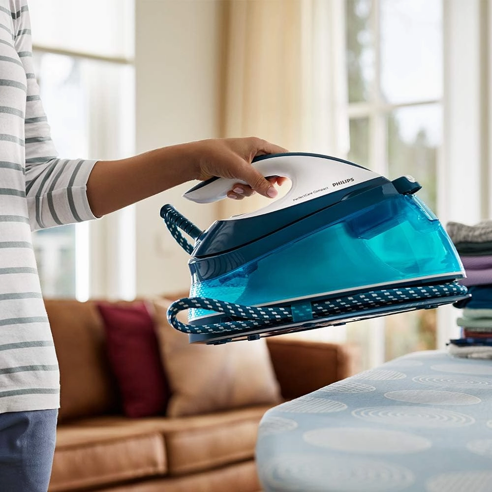 Philips PerfectCare Compact Steam Generator Iron, 1.5L Water Tank, ECO Mode, No Burns with OptimalTEMP, SteamGlide Soleplate (GC7840/26)