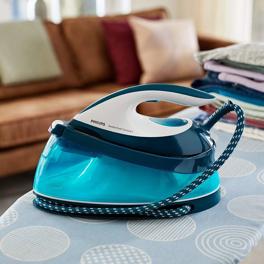 Philips PerfectCare Compact Steam Generator Iron, 1.5L Water Tank, ECO Mode, No Burns with OptimalTEMP, SteamGlide Soleplate (GC7840/26)