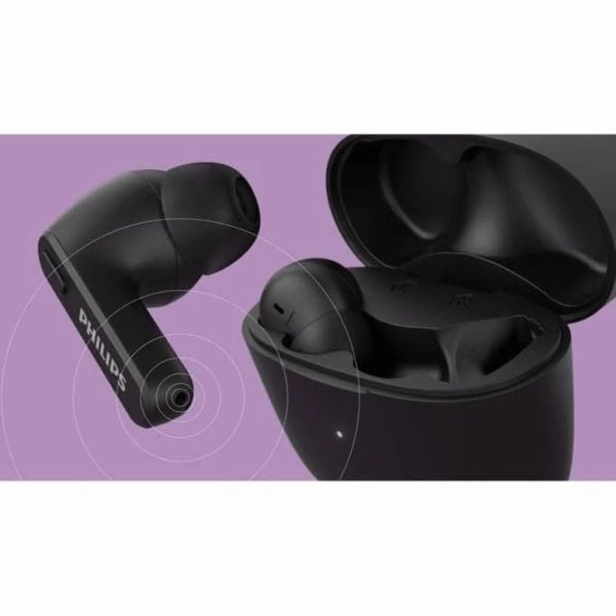 Philips TAT2206BK/00 Bluetooth Earbuds - Splash & Sweat Resistant, 18-Hour Playtime, Built-in Mic, Silicone Tips, Black