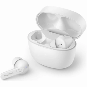 PHILIPS TAT2206WT/00 Earbuds - Bluetooth, Splash & Sweat Resistant, Up to 18 Hrs Playtime, Built-in Mic, Soft Silicone Tips in 3 Sizes, Comfort Fit, White home and kitchen gadgets, smart home electronics, kitchen tech gadgets