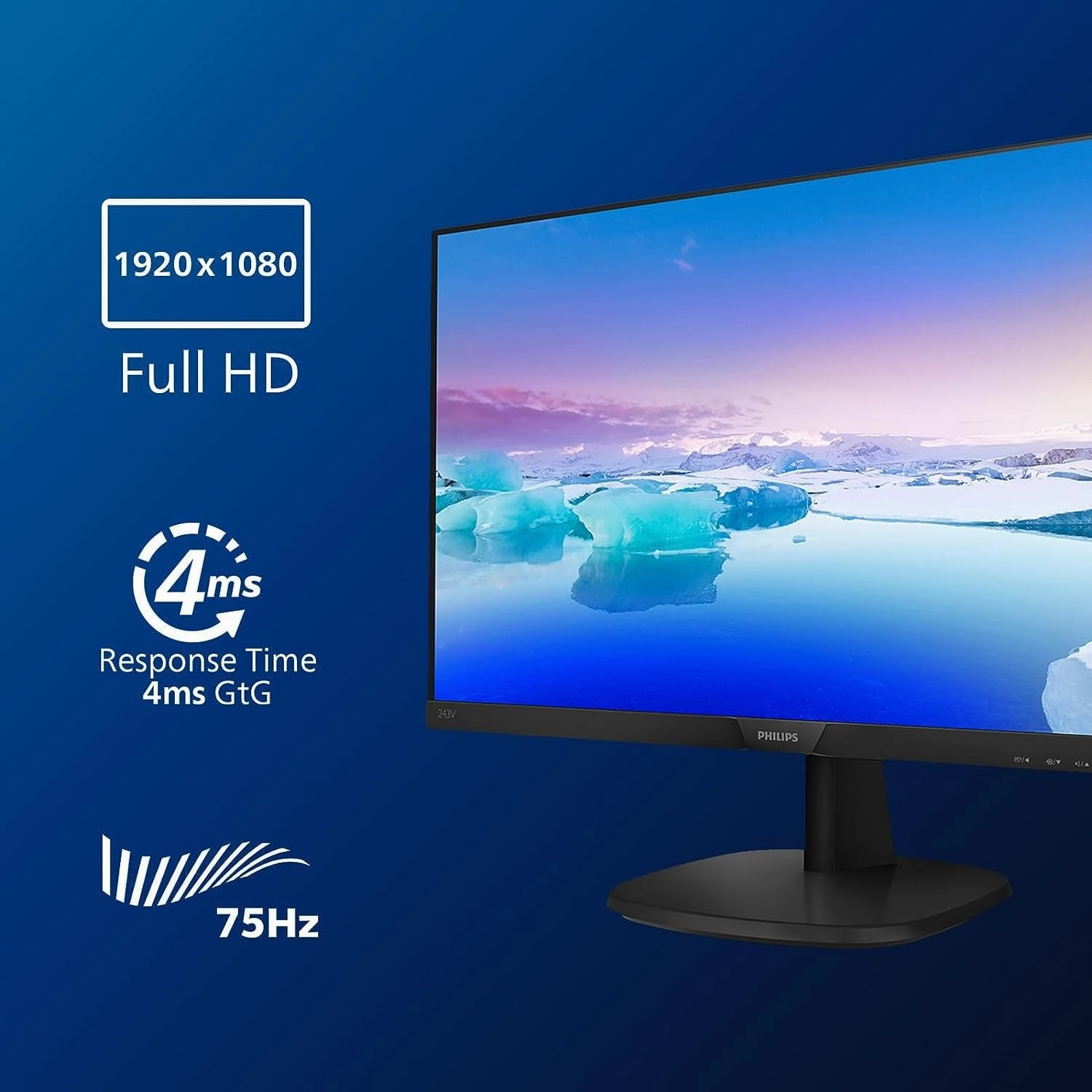 Philips V Line ( 243V7QDAB/69) , 23.8" Full HD LED Computer Monitor - Black