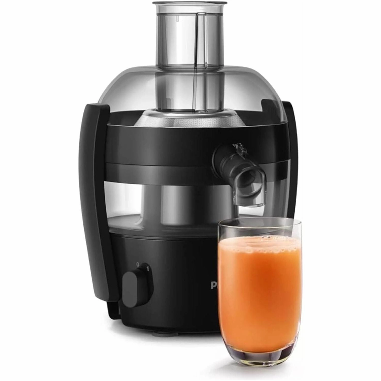 Philips Viva Collection Compact Juicer - 1.5L, 500W, Quick Clean Technology, Drip Stop, Dishwasher Safe Parts, See-through Pulp Container, Direct Serve, Black (HR1832/01)