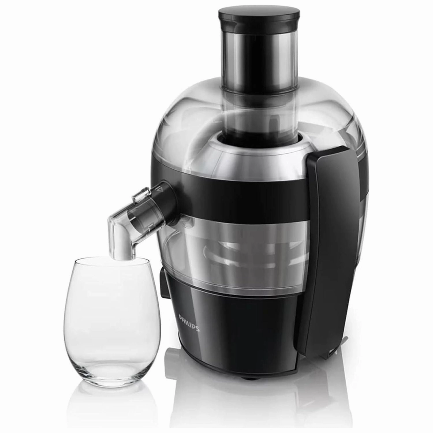 Philips Viva Collection Compact Juicer - 1.5L, 500W, Quick Clean Technology, Drip Stop, Dishwasher Safe Parts, See-through Pulp Container, Direct Serve, Black (HR1832/01)