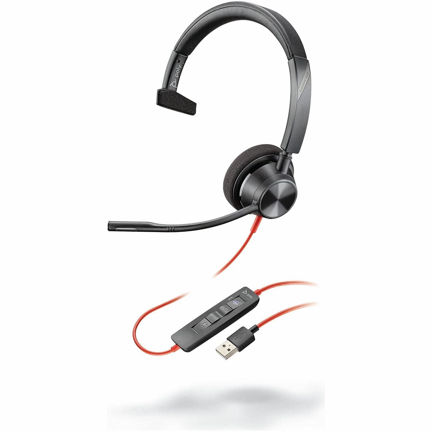 Plantronics - Blackwire 3310 USB-A (Poly) - Wired, Single Ear (Mono) Headset with Boom Mic - USB-A to connect to your PC and/or Mac - Works with Teams (Certified), Zoom & more bluetooth headphones, cheap wireless headphones, headphones with mic