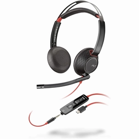 Plantronics - Blackwire C5220 - Wired, Dual-Ear (Stereo) Headset with Boom Mic - USB-C, 3.5 mm to connect to your PC, Mac, Tablet, or Cell Phone buy laptop online, cheap gaming laptop, best business laptops