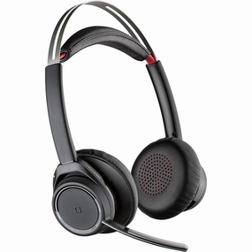 Plantronics - Voyager Focus UC with Charge Stand (Poly) - Bluetooth Dual-Ear (Stereo) Headset with Boom Mic - USB-A PC/Mac Compatible - Active Noise Canceling-Works with Teams (Certified), Zoom & more earbuds and headphones, true wireless earbuds, nois