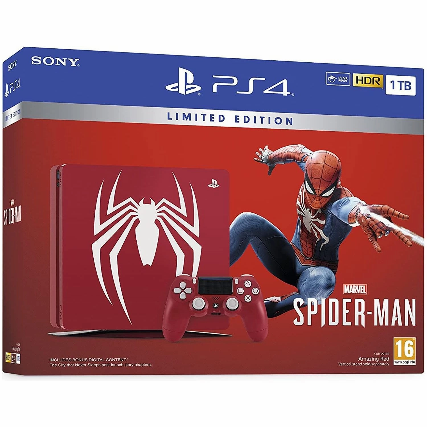 PlayStation 4 Pro Console, 1TB Spider-Man Red - Limited Edition