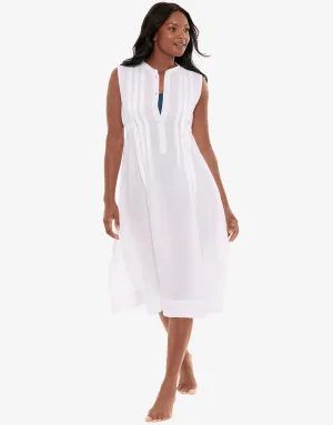 Pleated Beach Dress - White
