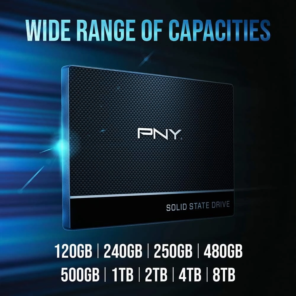 PNY CS900 Internal SSD SATA III, 2.5 Inch, 1TB, Read speed up to 535MB/s