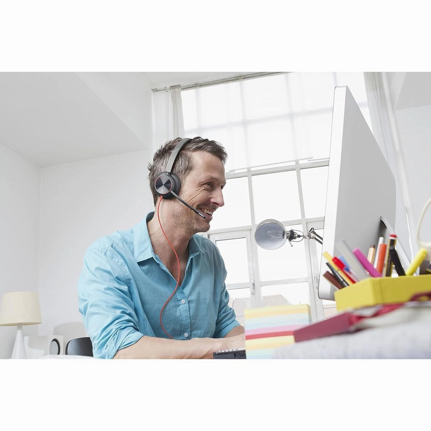 Poly - Blackwire 8225 Wired Headset with Boom Mic (Plantronics) - Dual-Ear (Stereo) Computer-Headset, USB-A to Connect to your PC/Mac, Active Noise Canceling, Works with Teams (Certified), Zoom & more