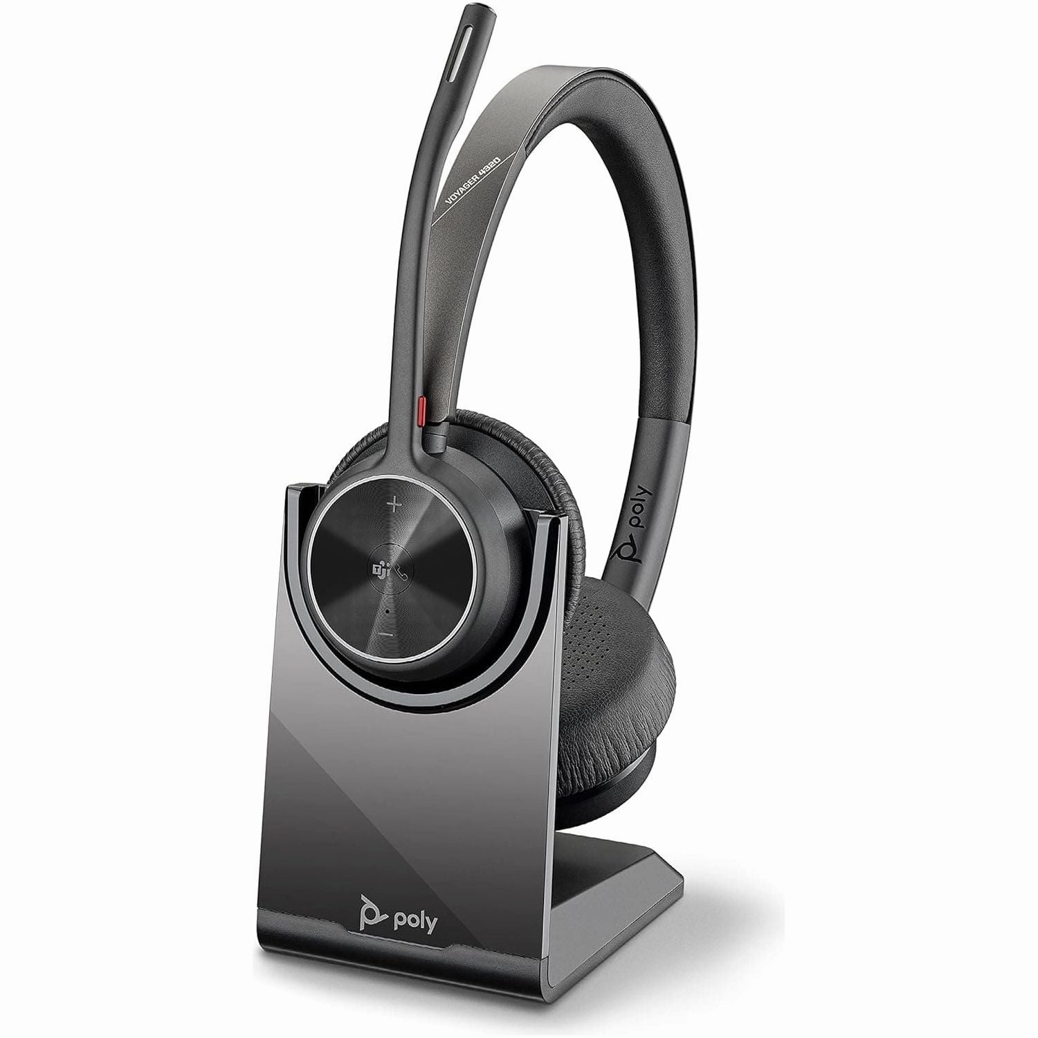 Poly - Voyager 4320 UC Wireless Headset   Charge Stand (Plantronics) - Headphones w/ Mic - Connect to PC/Mac via USB-A Bluetooth Adapter, Cell Phone via Bluetooth-Works w/ Teams (Certified), Zoom&More bluetooth headphones, cheap wireless headphones, he