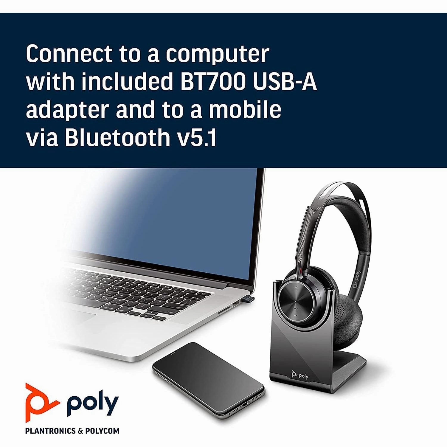 Poly - Voyager Focus 2 UC Bluetooth Headset   Charging Cradle (Plantronics)